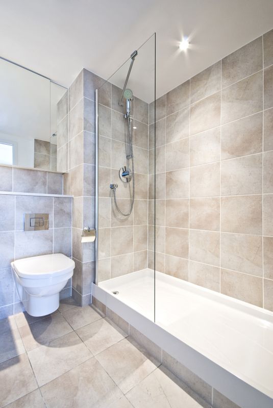 Contemporary Shower with Tile